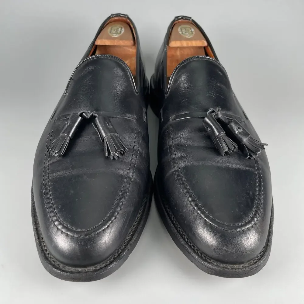 Allen Edmonds Grayson Mens 10.5 D Black Leather Slip On Tassel Loafer Dress Shoe